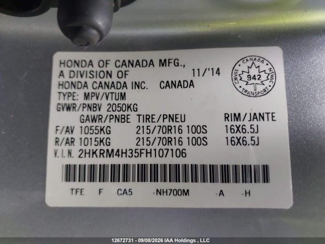 Honda CR-V LX 2015 2HKRM4H35FH107106 Image 18