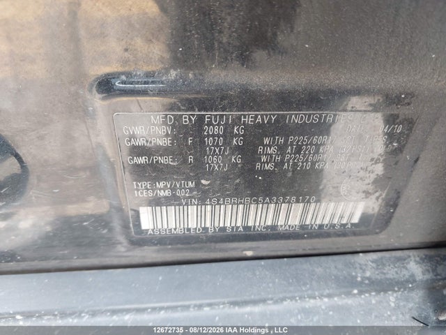 Продаж на аукціоні авто 2010 Subaru Outback, vin: 4S4BRHBC5A3378170, номер лоту: 12672735