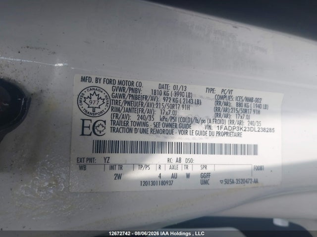 Продажа на аукционе авто 2013 Ford Focus Se, vin: 1FADP3K23DL238285, номер лота: 12672742