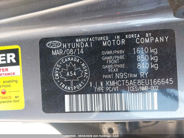 Aukcja sprzedaży 2014 Hyundai Accent Gls/gs, vin: KMHCT5AE8EU166645, numer aukcji: 12660508