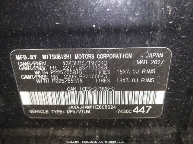 Продаж на аукціоні авто 2017 Mitsubishi Rvr Black Edition/gt/se Limited Edition, vin: JA4AJ4AW1HZ608624, номер лоту: 12666303