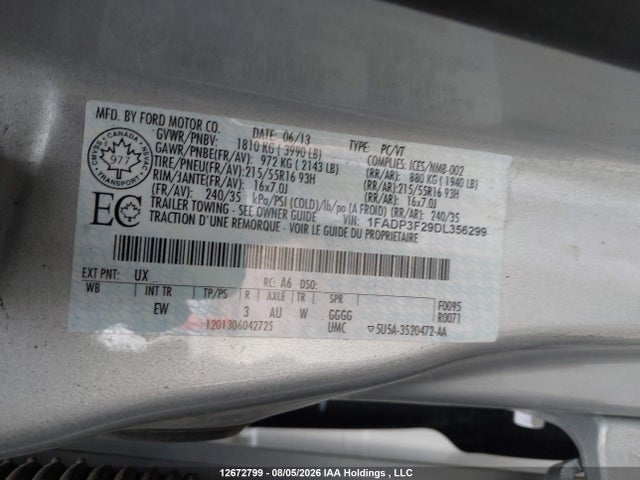 Продажа на аукционе авто 2013 Ford Focus Se, vin: 1FADP3F29DL356299, номер лота: 12672799