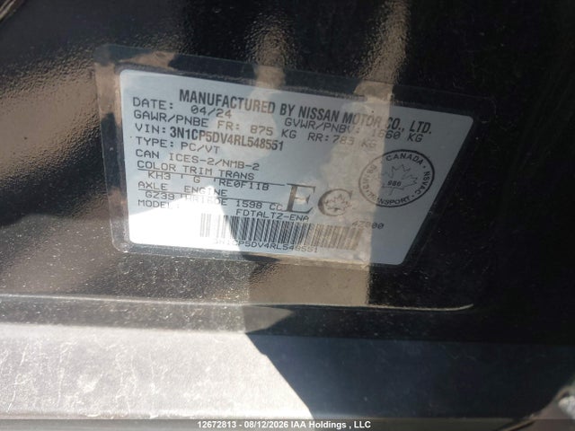 12672813 :رقم المزاد ، 3N1CP5DV4RL548551 vin ، 2024 Nissan Kicks Sr مزاد بيع