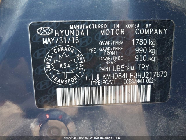 Продажа на аукционе авто 2017 Hyundai Elantra, vin: KMHD84LF3HU217673, номер лота: 12672838