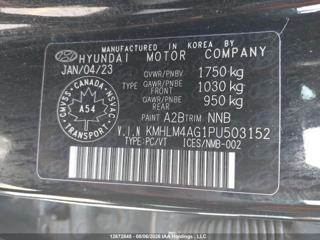 KMHLM4AG1PU503152 Hyundai Elantra Preferred Ivt With Tech Package
