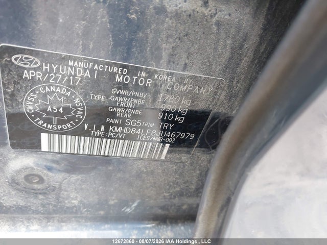 12672860 :رقم المزاد ، KMHD84LF8JU467979 vin ، 2018 Hyundai Elantra Gl Se مزاد بيع