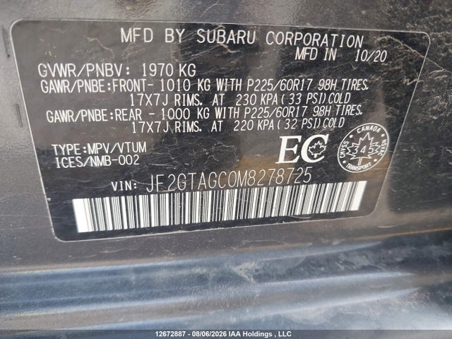 JF2GTAGC0M8278725 Subaru Crosstrek Sport