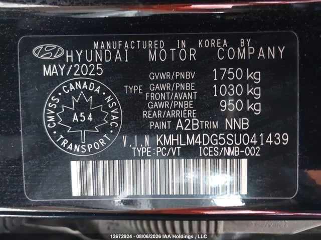 KMHLM4DG5SU041439 Hyundai Elantra Preferred