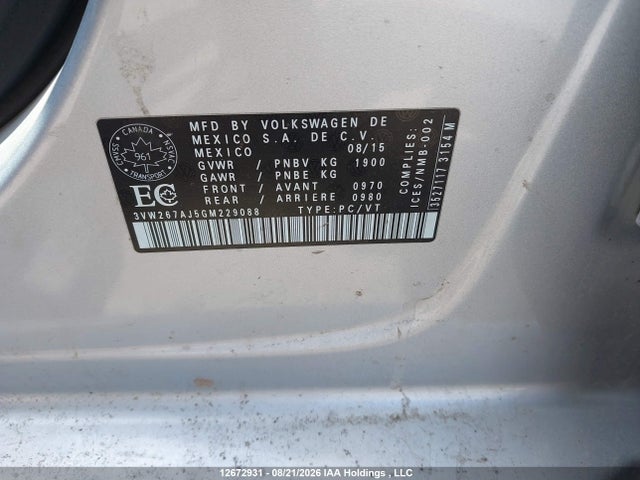 Продаж на аукціоні авто 2016 Volkswagen Jetta 1.4 Tsi Trendline/1.4 Tsi Trendline+, vin: 3VW267AJ5GM229088, номер лоту: 12672931