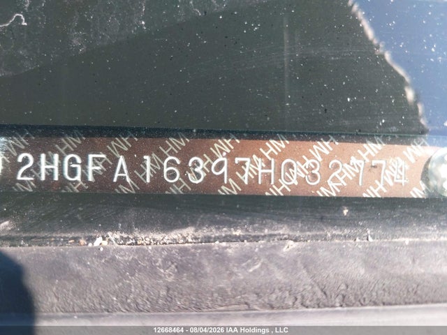 12668464 :رقم المزاد ، 2HGFA16397H032774 vin ، 2007 Honda Civic Dx-g مزاد بيع