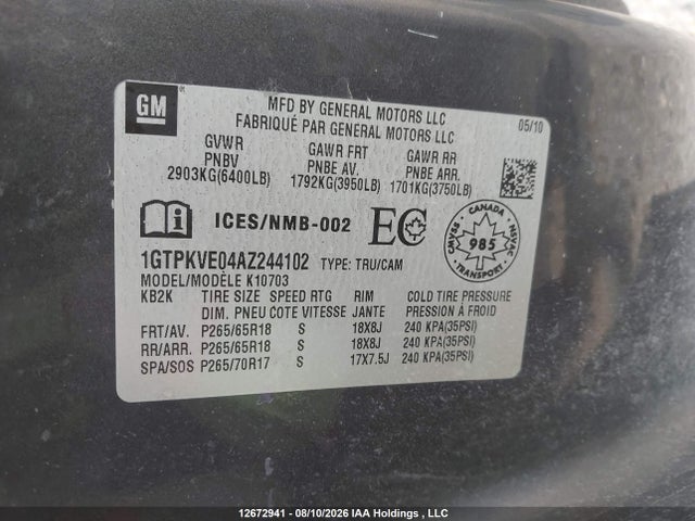Продажа на аукционе авто 2010 Gmc Sierra 1500, vin: 1GTPKVE04AZ244102, номер лота: 12672941