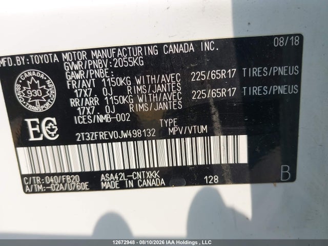 2T3ZFREV0JW498132 Toyota RAV4 LE