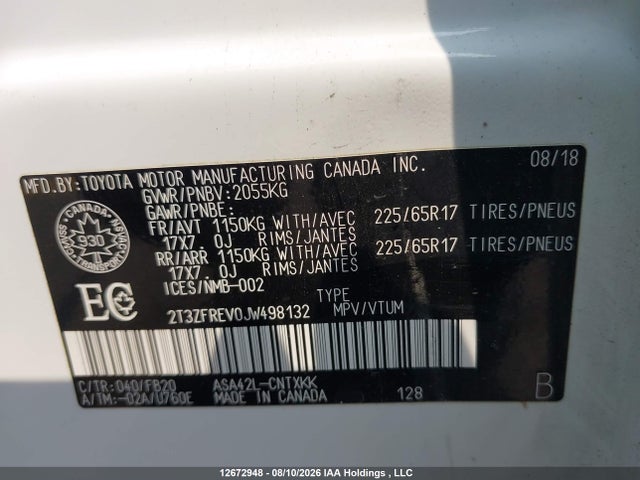 2T3ZFREV0JW498132 Toyota RAV4 LE