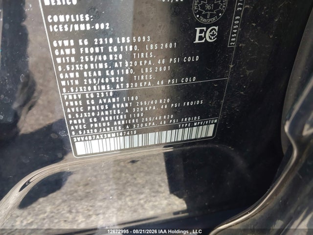 3VV4B7AX3NM147418 Volkswagen Tiguan Sel R-line