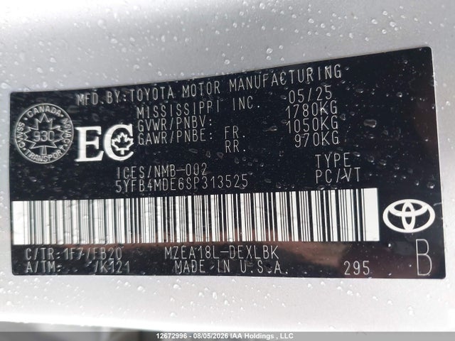 5YFB4MDE6SP313525 Toyota COROLLA LE