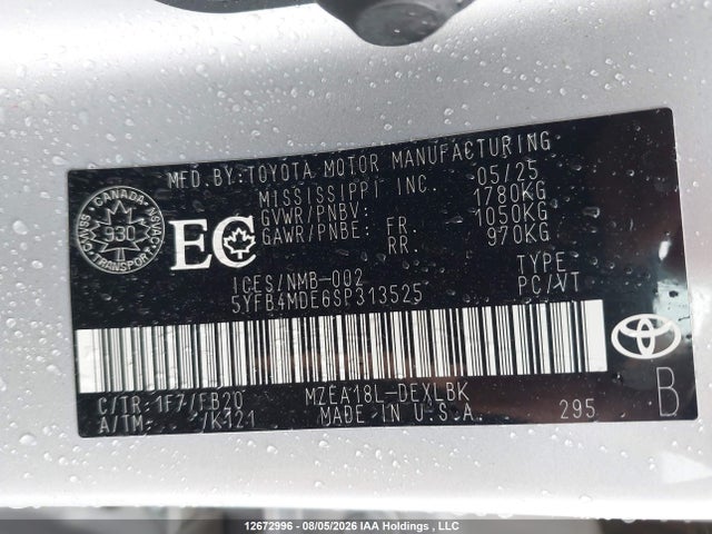 5YFB4MDE6SP313525 Toyota COROLLA LE