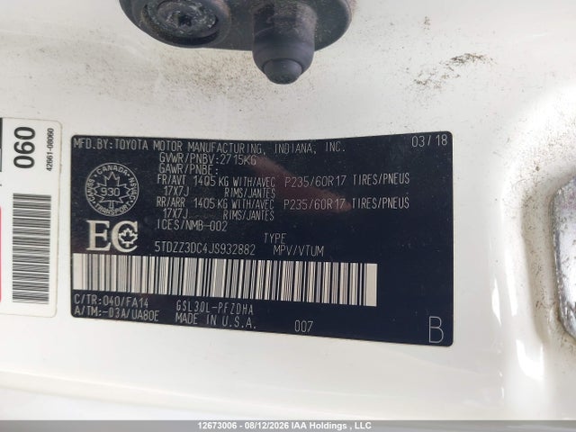 Toyota Sienna 7-passenger 2018 5TDZZ3DC4JS932882 Image 9