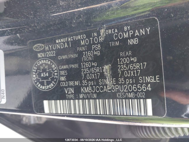 2023 Hyundai Tucson Sel მანქანა იყიდება აუქციონზე, vin: KM8JCCAE3PU206564, აუქციონის ნომერი: 12673034