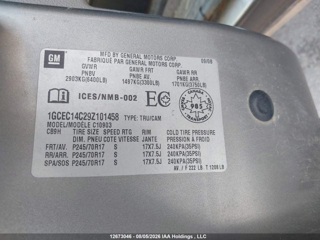 Aukcja sprzedaży 2009 Chevrolet Silverado C1500, vin: 1GCEC14C29Z101458, numer aukcji: 12673046