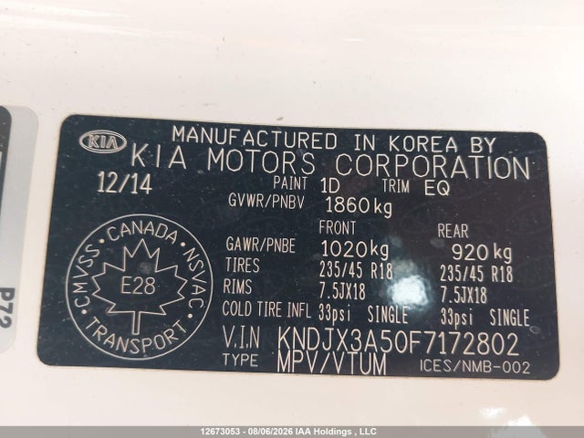 Aukcja sprzedaży 2015 Kia Soul, vin: KNDJX3A50F7172802, numer aukcji: 12673053