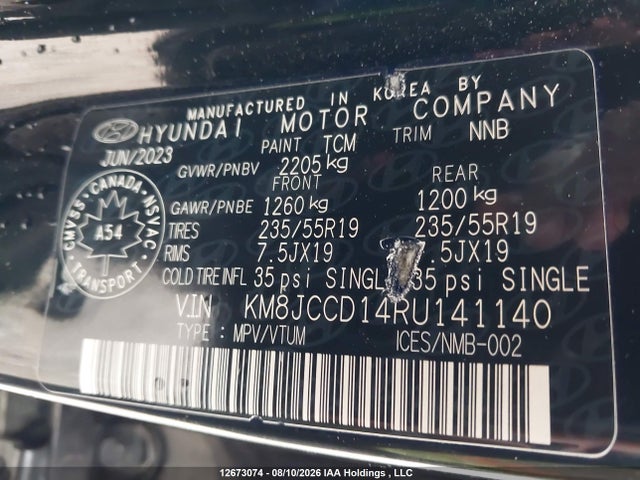 KM8JCCD14RU141140 Hyundai TUCSON HYBRID