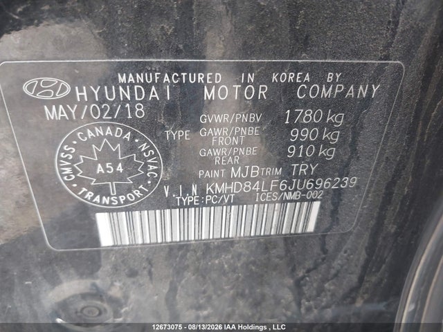 2018 Hyundai Elantra Gl Se მანქანა იყიდება აუქციონზე, vin: KMHD84LF6JU696239, აუქციონის ნომერი: 12673075