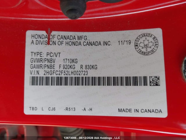 2HGFC2F52LH002723 Honda Civic Lx