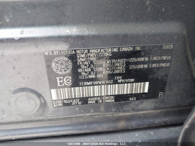 2T3DWRFV8PW161452 Toyota Rav4 Hybrid Limited