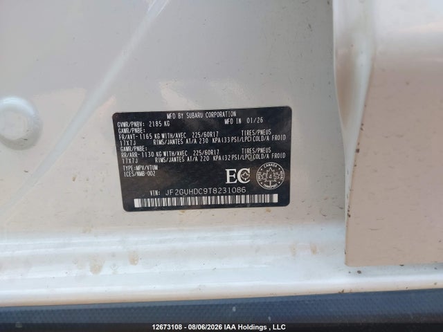 Продажа на аукционе авто 2026 Subaru Crosstrek Touring, vin: JF2GUHDC9T8231086, номер лота: 12673108