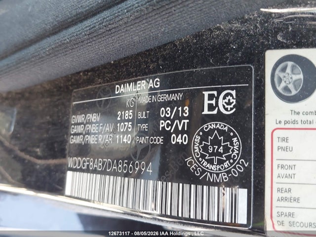 Aukcja sprzedaży 2013 Mercedes-benz C 300 4matic, vin: WDDGF8AB7DA856994, numer aukcji: 12673117
