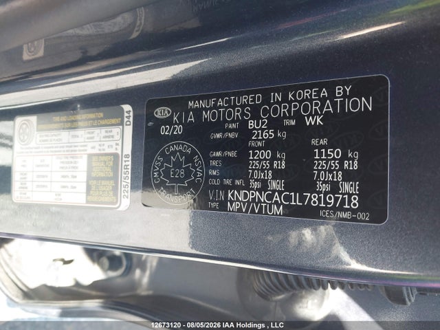 Продажа на аукционе авто 2020 Kia Sportage Ex/ex Premium/ex Premium S/ex S/ex Tech, vin: KNDPNCAC1L7819718, номер лота: 12673120