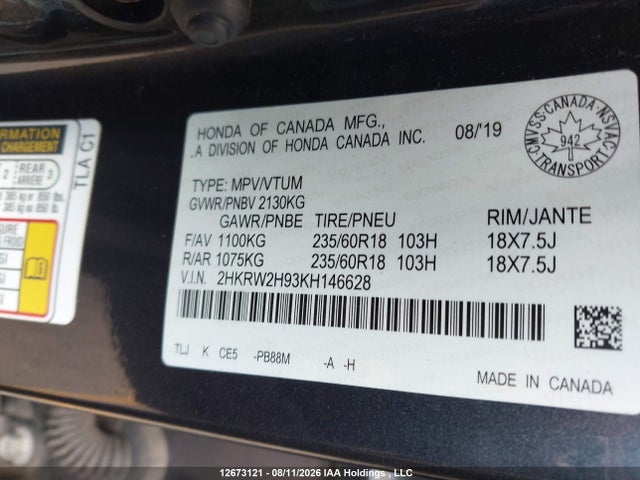 Honda CR-V 2019 2HKRW2H93KH146628 Image 18