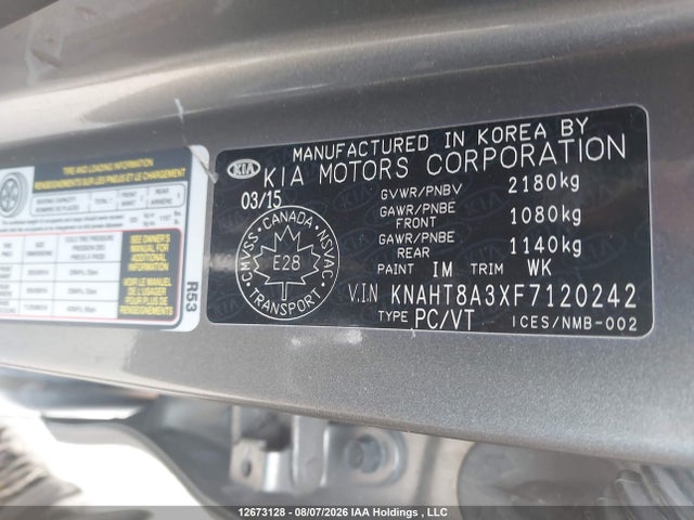 Продаж на аукціоні авто 2015 Kia Rondo Lx/lx Value/lx Winter Edition, vin: KNAHT8A3XF7120242, номер лоту: 12673128