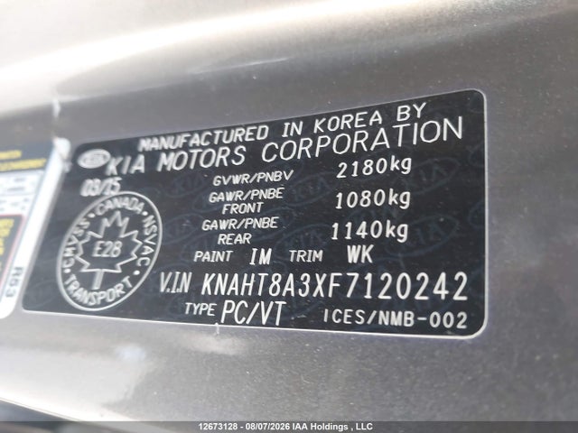 Продаж на аукціоні авто 2015 Kia Rondo Lx/lx Value/lx Winter Edition, vin: KNAHT8A3XF7120242, номер лоту: 12673128