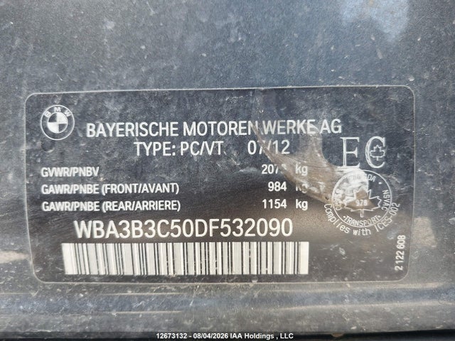Продажа на аукционе авто 2013 Bmw 328i Xdrive/xdrive Classic Line, vin: WBA3B3C50DF532090, номер лота: 12673132