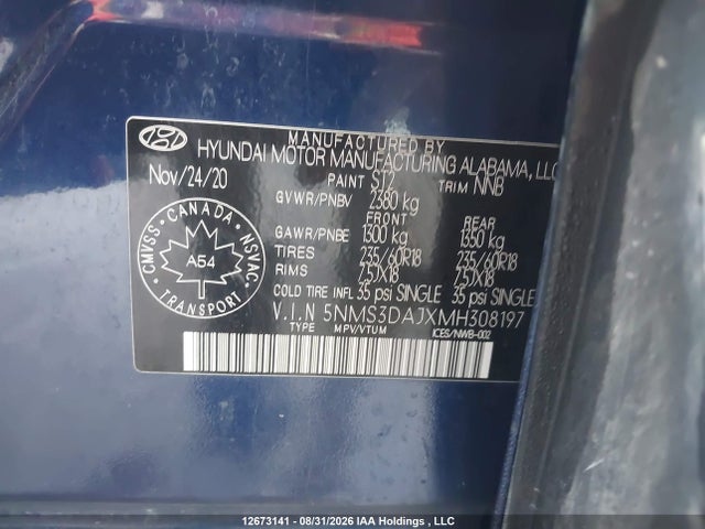 Hyundai Santa Fe 2021 5NMS3DAJXMH308197 Image 9
