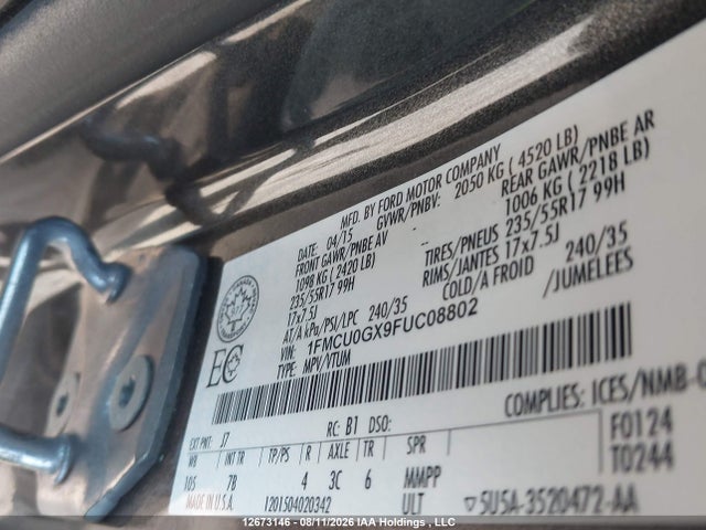 Ford ESCAPE SE 2015 1FMCU0GX9FUC08802 Image 20