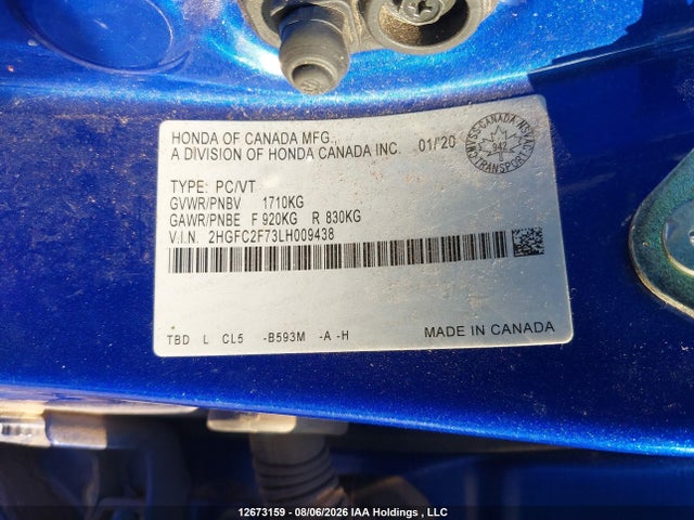 Honda CIVIC EX 2020 2HGFC2F73LH009438 Image 9