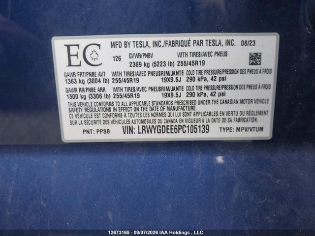 Tesla Model Y 2023 LRWYGDEE6PC105139 Image 9