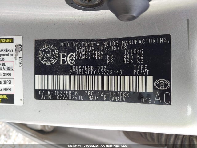 Aukcja sprzedaży 2010 Toyota Corolla S/le/xle, vin: 2T1BU4EE6AC223143, numer aukcji: 12673171