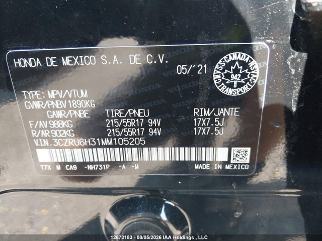 Honda HR-V LX 2021 3CZRU6H31MM105205 Image 9
