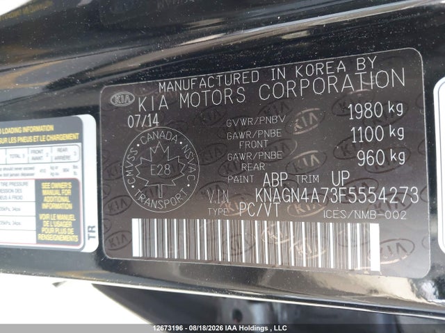 KNAGN4A73F5554273 KIA Optima Ex/ex Luxury