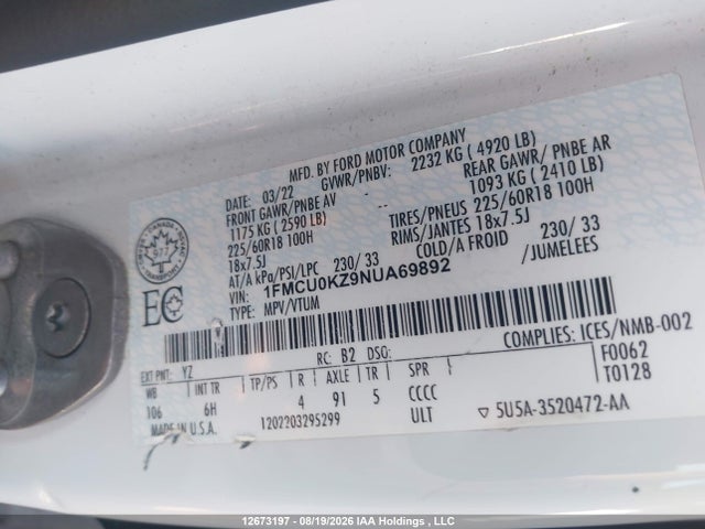 Ford Escape Phev Sel 2022 1FMCU0KZ9NUA69892 Image 9