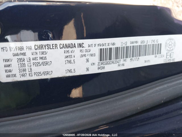 12658805 :رقم المزاد ، 2C4RDGBG6DR635427 vin ، 2013 Dodge Grand Caravan Se/sxt مزاد بيع