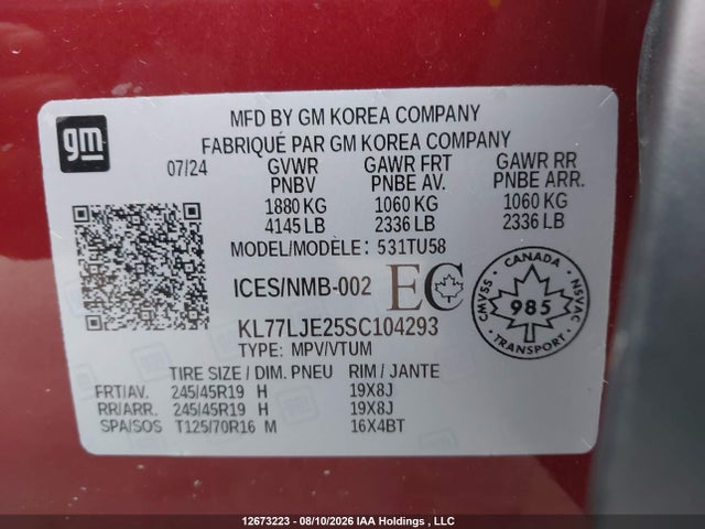 Chevrolet Trax 2rs 2025 KL77LJE25SC104293 Image 9