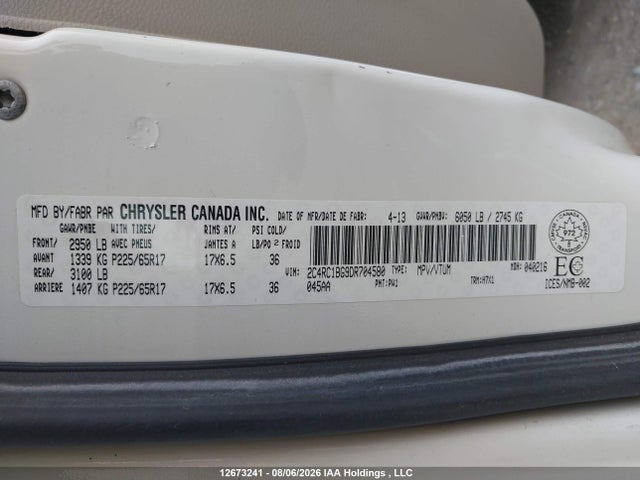 12673241 :رقم المزاد ، 2C4RC1BG9DR704580 vin ، 2013 Chrysler Town & Country Touring مزاد بيع