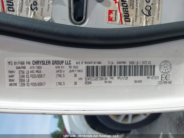 Dodge Journey 2014 3C4PDCCG2ET260164 Image 9