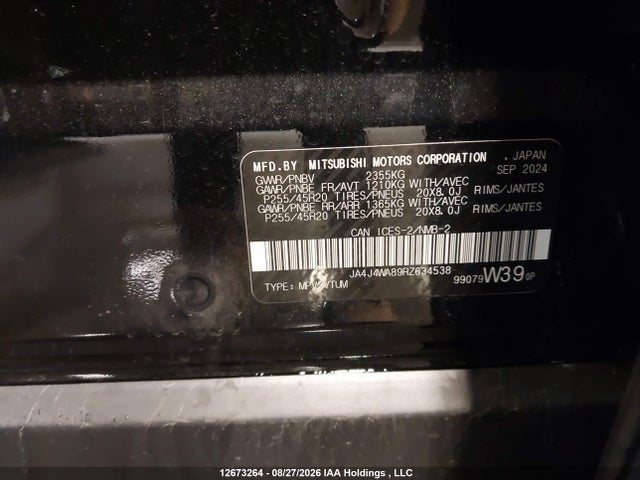 JA4J4WA89RZ634538 Mitsubishi Outlander Gt/gt Noir/gt Premium