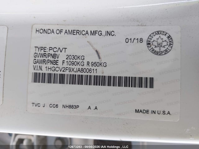 1HGCV2F9XJA800611 Honda ACCORD SEDAN