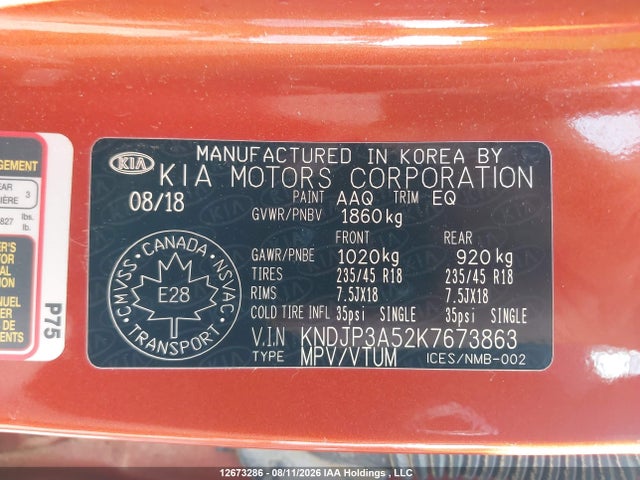 Aukcja sprzedaży 2019 Kia Soul, vin: KNDJP3A52K7673863, numer aukcji: 12673286